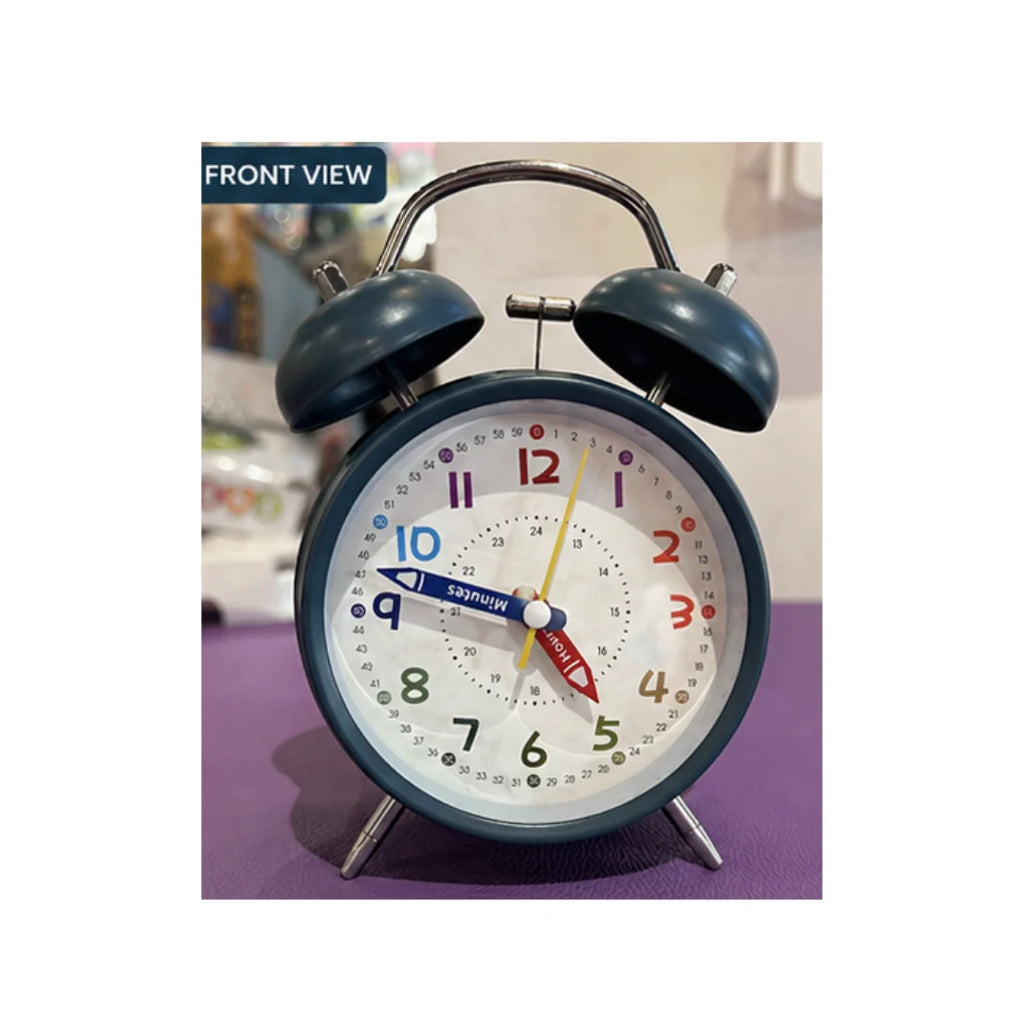 Twin Bell Alarm Clock - Loud Ring Metal Table Clock, Colourful Dial
