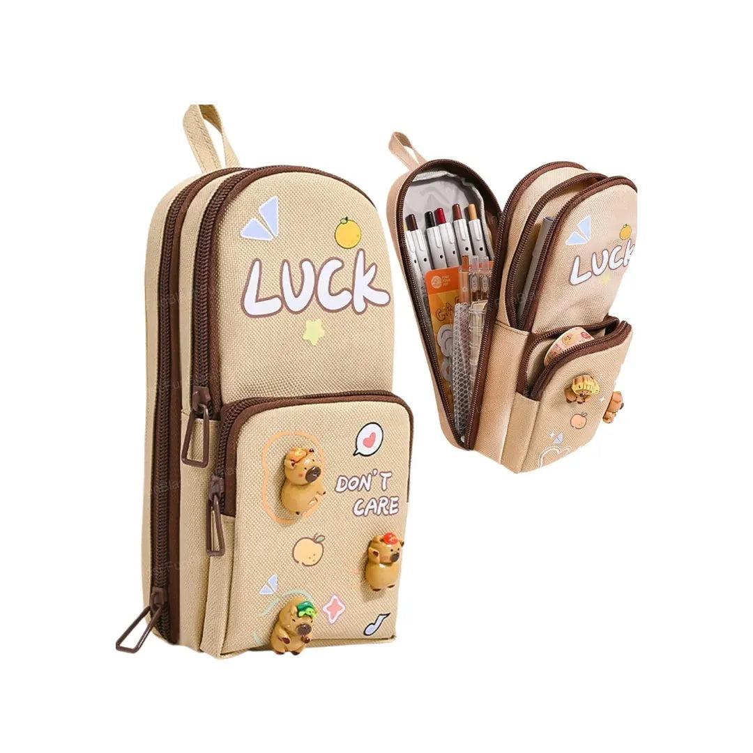Capybara Kawaii Pencil Pouch - Large Capacity Zipper Stationery Organizer