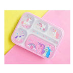 Kids 5-Compartment Cartoon Lunch Box - Stainless Steel with Spoon