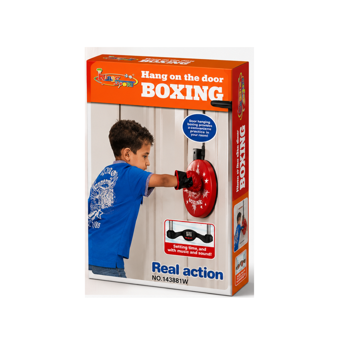 JB Impex Kids Door Hanging Boxing Set with Music & Timer – Indoor Punching Target Toy with Boxing Gloves (3Years+)