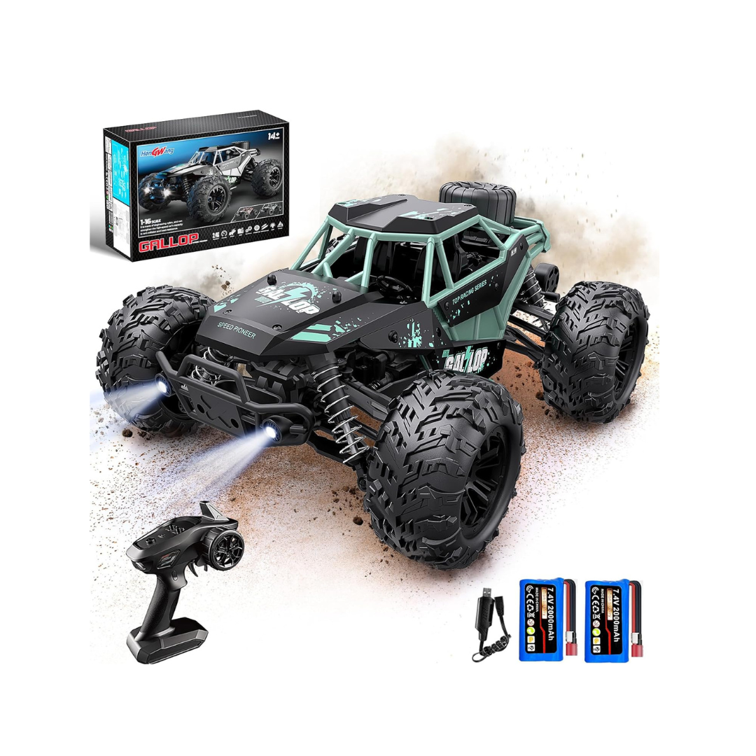 1:16 Scale 4WD RC Monster Truck – 40KM/H High-Speed Off-Road Car with 2 Rechargeable Batteries