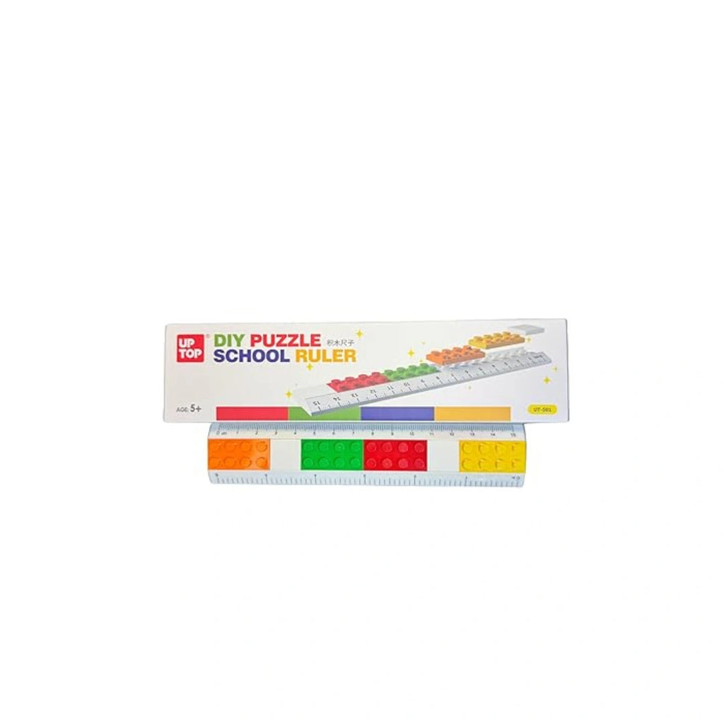 DIY Puzzle Ruler for Kids - Interlocking Building Block Measuring Scale
