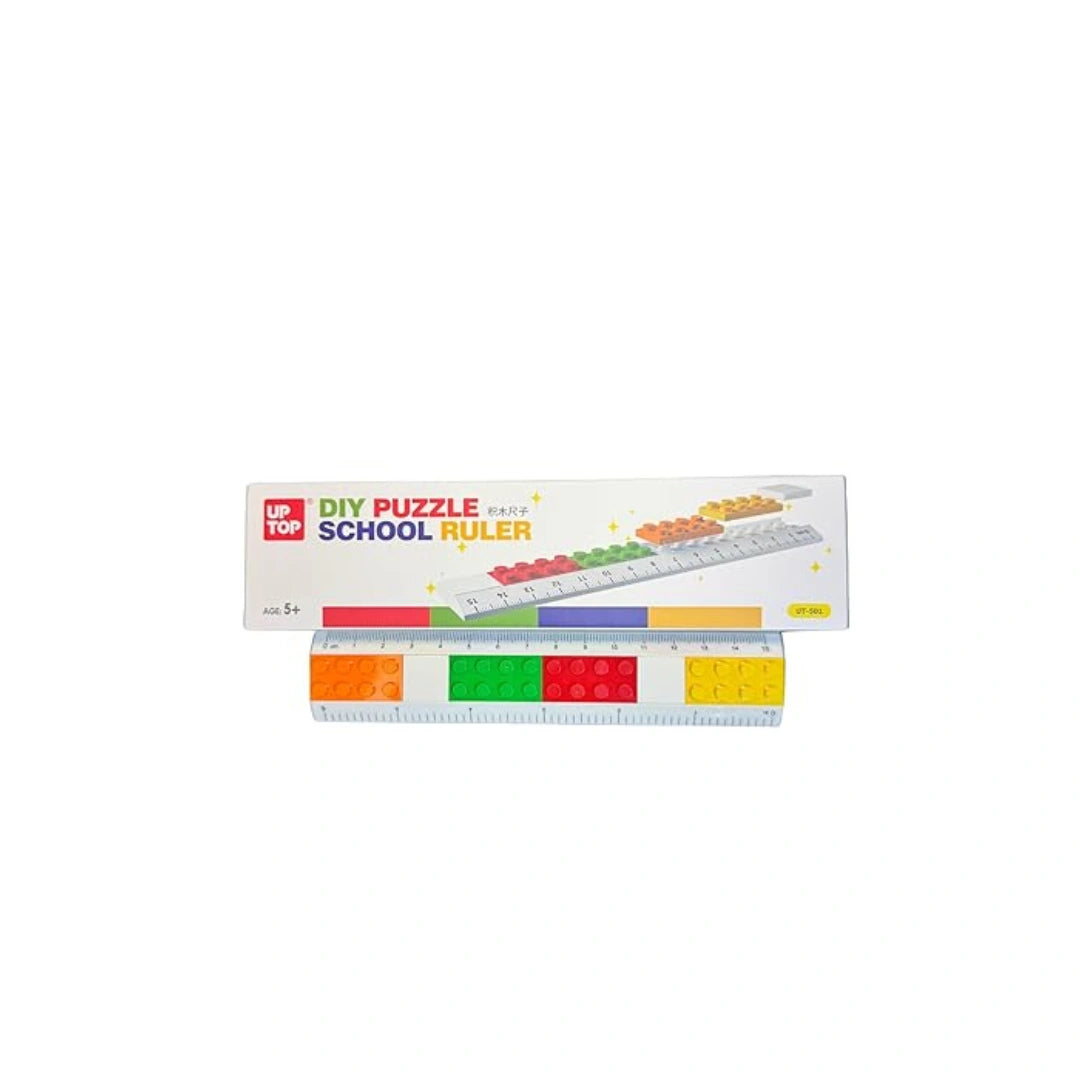 DIY Puzzle Ruler for Kids - Interlocking Building Block Measuring Scale