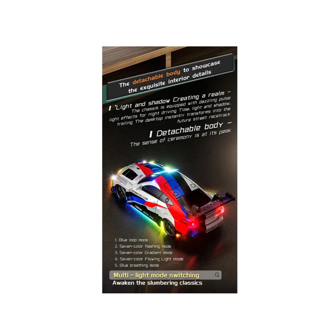 1:43 scale M4 metal body 4WD RC drift car with gyro and 2.4GHz remote control