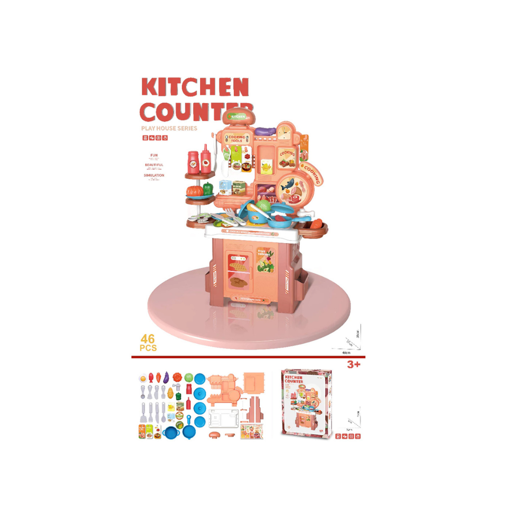 46 PCS Kids Kitchen Counter Pretend Play Cooking Set