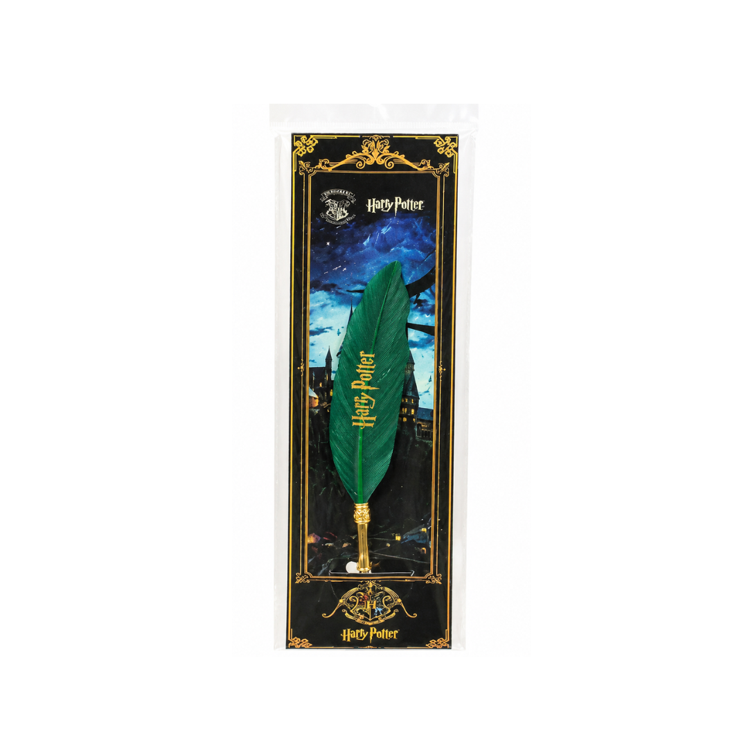 Harry Potter Metal Feather Dip Pen Gift Set with Display Box – Collectible Writing Pen (Green Feather)