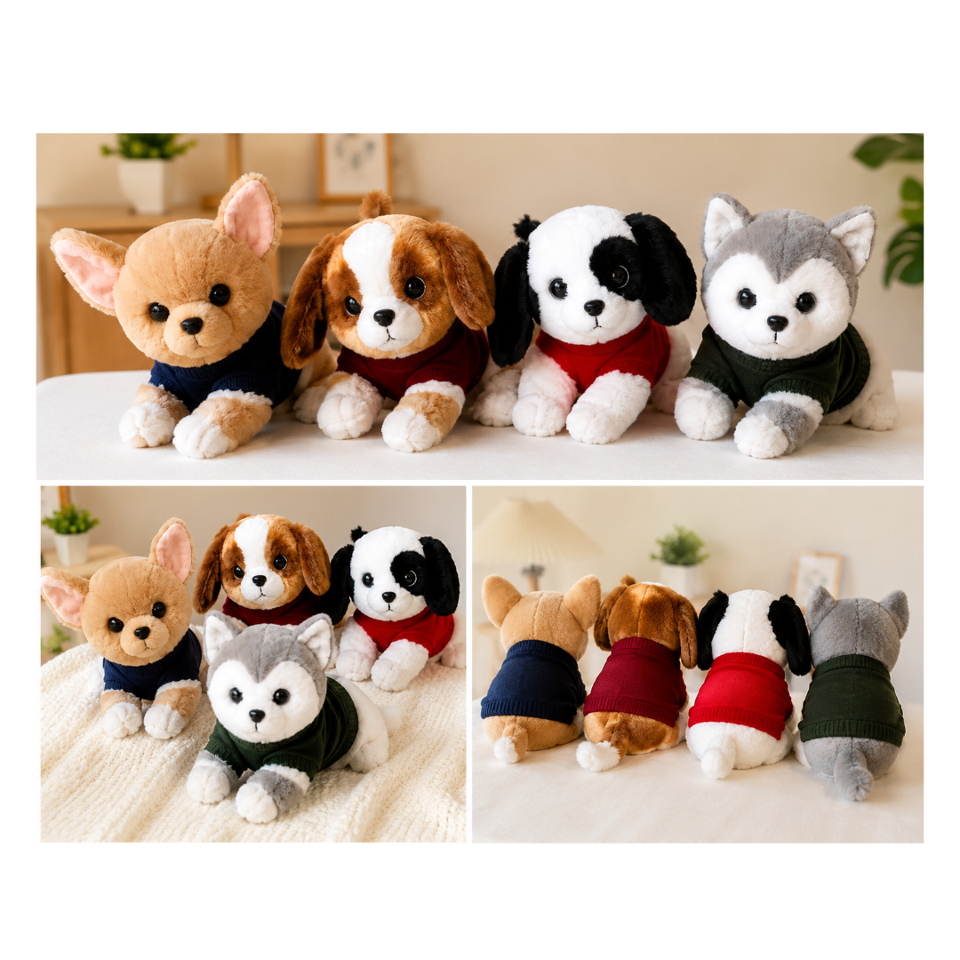 Rolex Jacket Dog Plush Toy – Soft Stuffed Puppy Doll with Sweater (Colour & Design as per Availability) | Ages 3+