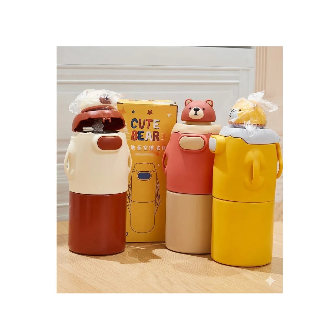 Cute Bear Thermos Water Bottle - Vacuum Insulated Stainless Steel Flask