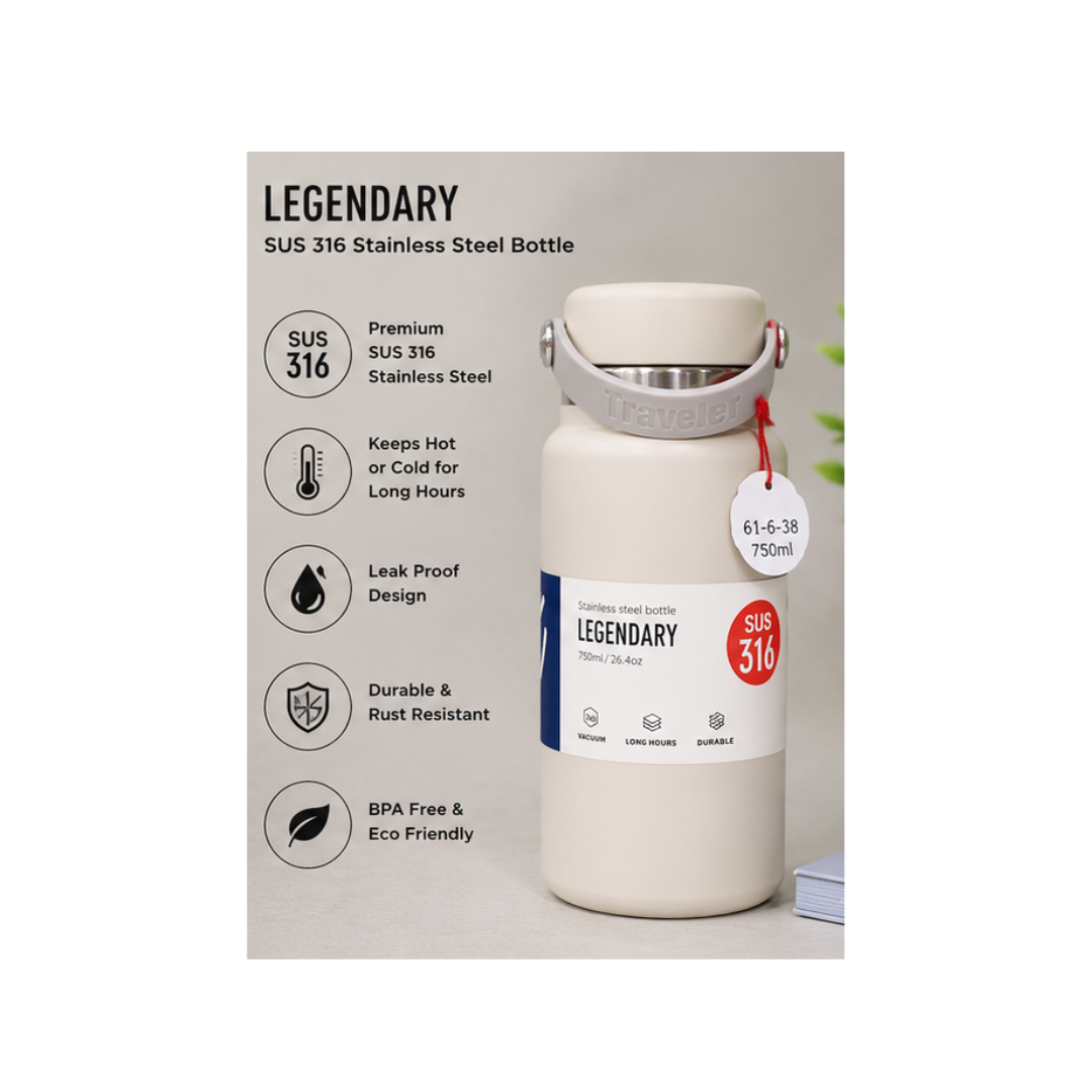 UB Collection Legendary SUS 316 Stainless Steel Vacuum Insulated Water Bottle | Hot & Cold Flask | Model 61-6-38 | Colour As Per Availability