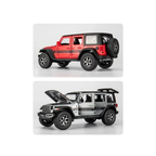 Die-Cast Jeep Wrangler Rubicon Toy Car with Lights, Sound & Openable Parts 1:22 Scale