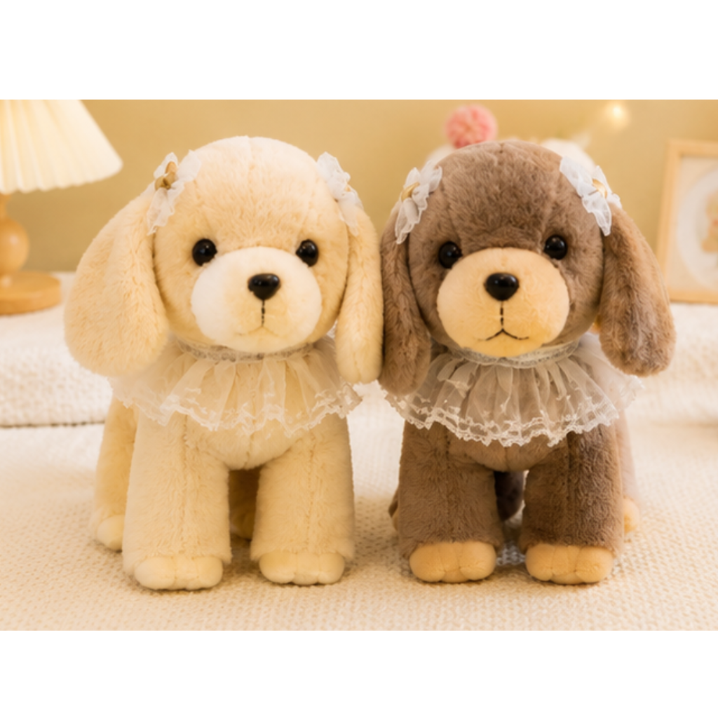 Rolex Elegant Puppy Plush Toy – Soft Stuffed Dog Doll with Lace Collar (Colour as per Availability) | Ages 3+