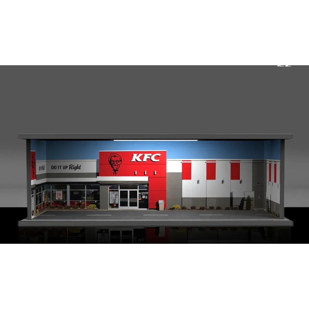 Fast Food Restaurant Storefront Diorama Display Box for Model Cars & Miniatures