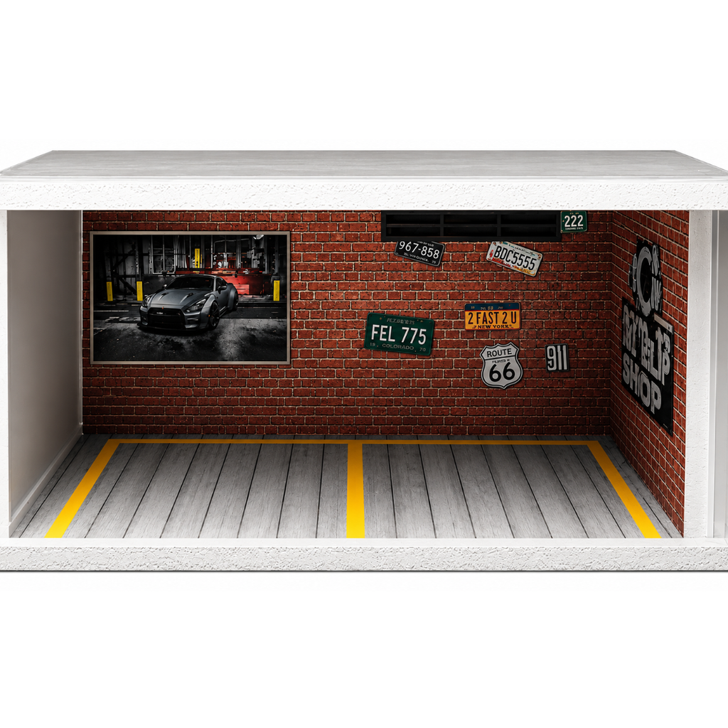 JB Implex Diecast Model Car Parking Garage Diorama Display Case with Sports Car (14+ Years)
