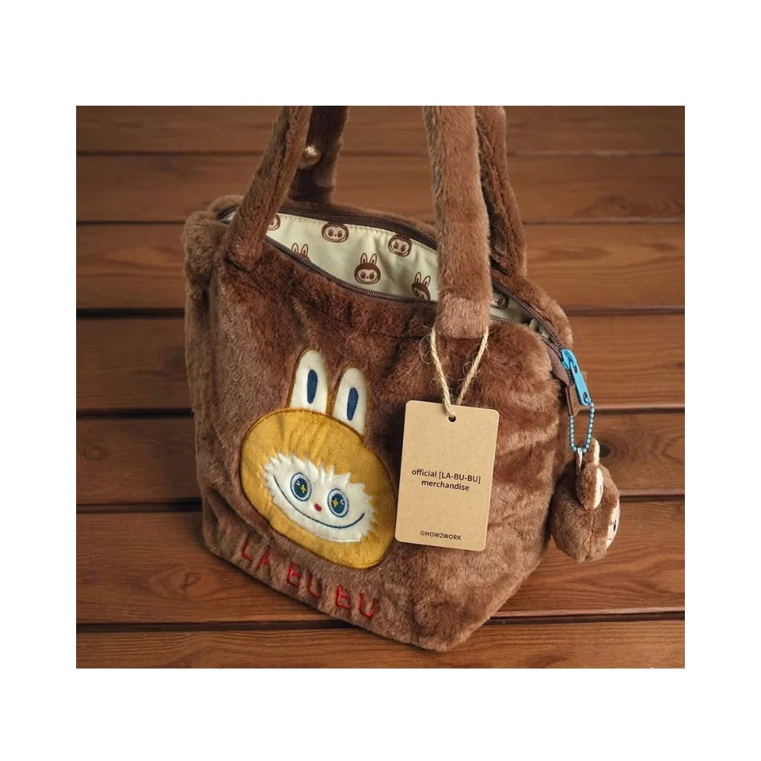 Labubu Plush Tote Bag - Fluffy Faux Fur Handbag for Kids & Teens
