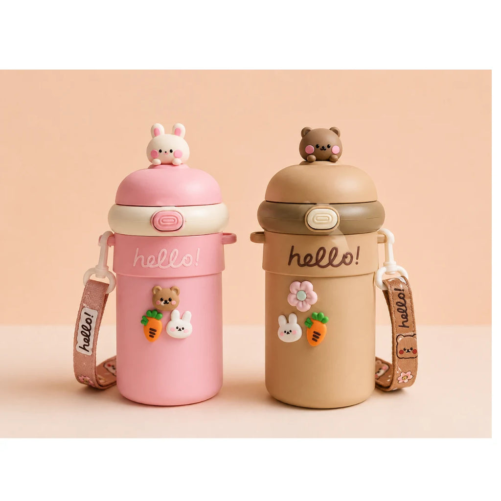 Hello Kitty Kids Sipper Bottle - Leakproof BPA-Free, Straw & Adjustable Strap