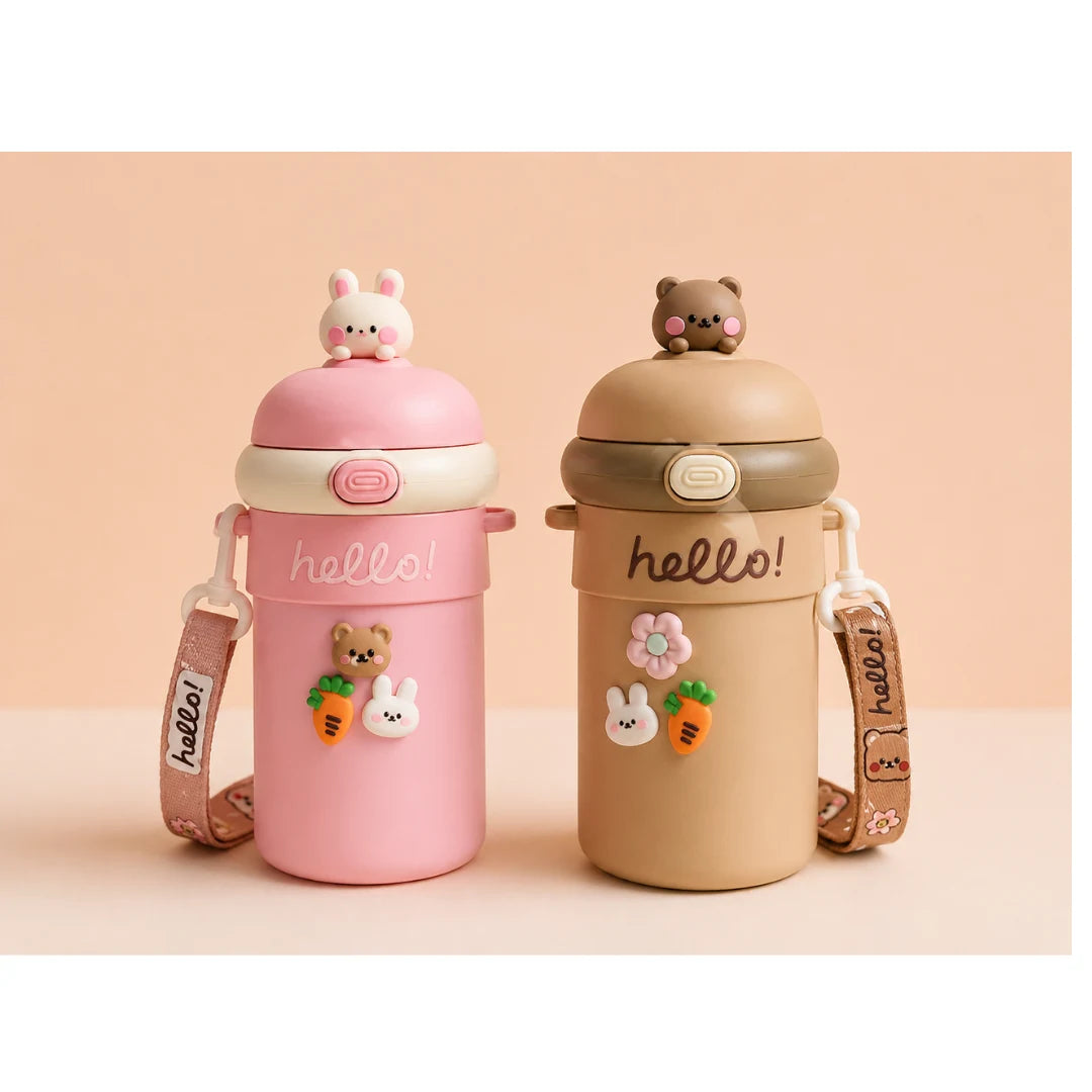 Hello Kitty Kids Sipper Bottle - Leakproof BPA-Free, Straw & Adjustable Strap