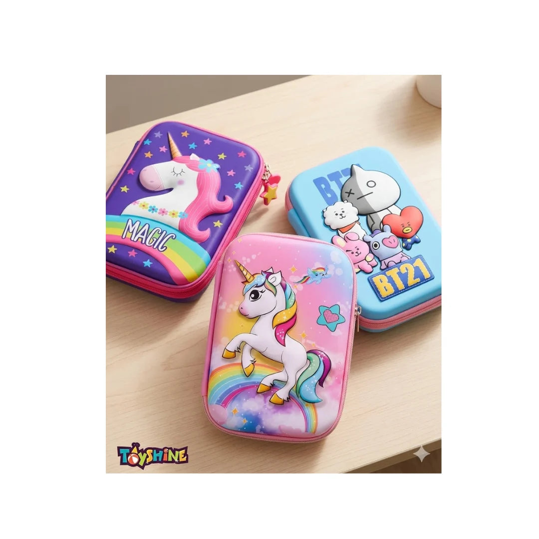 Unicorn 3D Embossed EVA Pencil Box - Large Capacity School Organizer