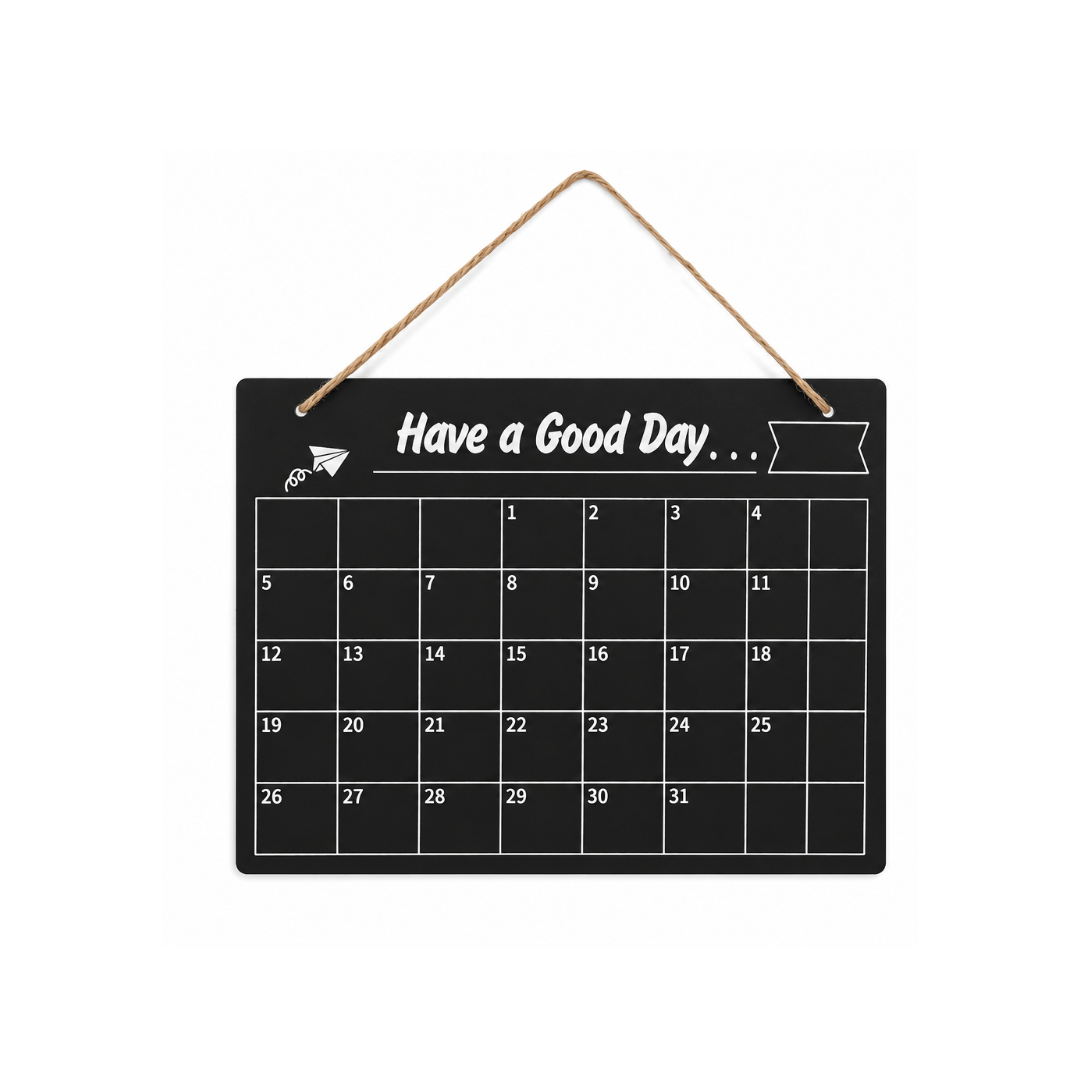 UB Collection "Have a Good Day" Monthly Planner Board | Reusable Hanging Chalkboard Calendar