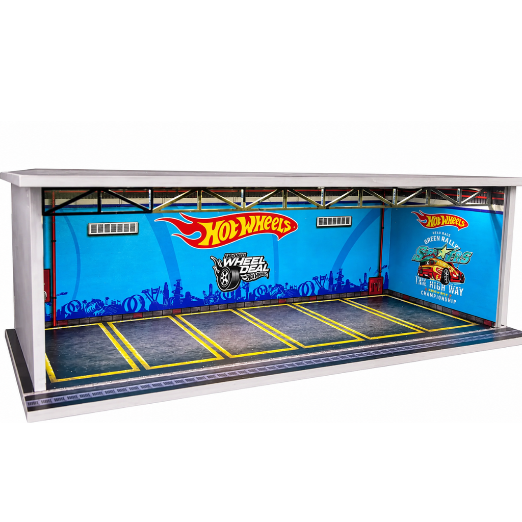 Racing Theme Parking Garage Diorama Display Box for Model Cars