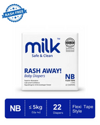 MILK Baby Diaper Flexi Tape , Size NB - 22 Pcs, 0 To 5 KG