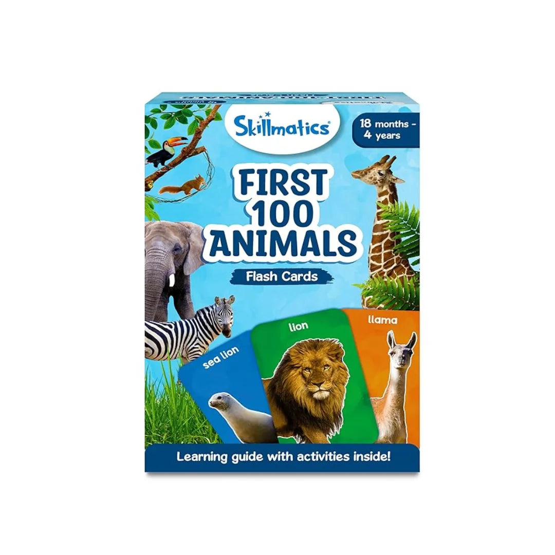 Skillmatics Flash Cards Combo · 100 Cards · Animals, Letters & First 100 Words · Ages 2–4