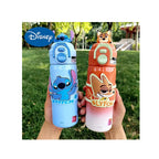 Kids Cartoon Stainless Steel Water Bottle with Straw - Leakproof Sipper