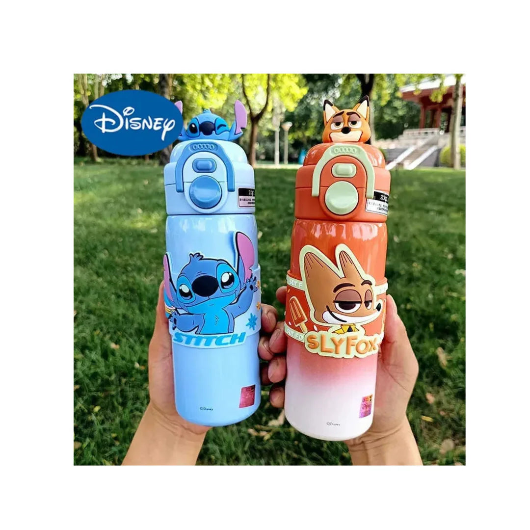 Kids Cartoon Stainless Steel Water Bottle with Straw - Leakproof Sipper