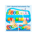 Mini piano and xylophone musical toy with colorful keys for kids.
