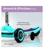 R for Rabbit Road Runner Stellar Kids Scooter with Bluetooth Music & Lights, 3-Level Adjustable Height, PU LED Wheels | Kick Scooter for 3+ Years Baby Boy and Girl Weight Up to 75 kg