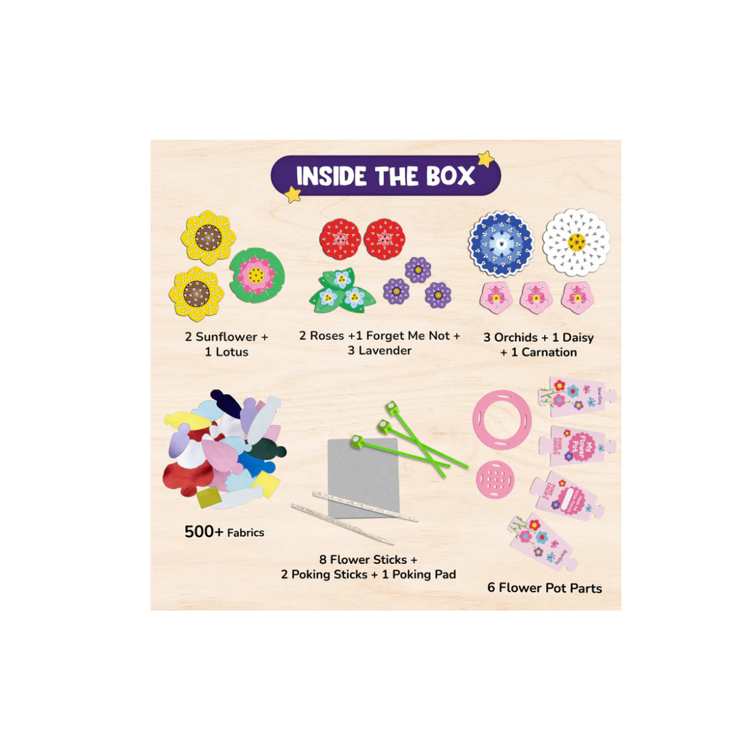 Smartivity Poke Art Flower Making Kit for Kids, Art & Craft Kit,Create 8 Beautiful Flowers with Pot,DIY Fun Activity Kit (4-10 Years)