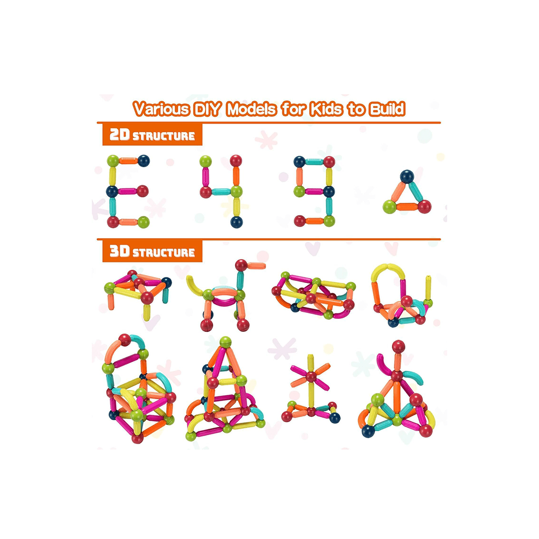 Baan Toys Toys Baan Toys 25 pcs Colorful Magnetic Sticks and Balls Sets 3D Construction Building Blocks Toys for Kids(3 Years+)