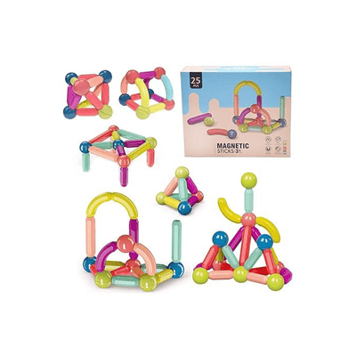 Baan Toys Toys Baan Toys 25 pcs Colorful Magnetic Sticks and Balls Sets 3D Construction Building Blocks Toys for Kids(3 Years+)