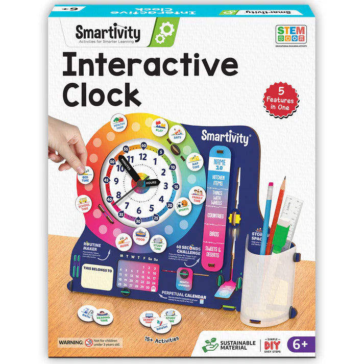 Smartivity DIY Interactive Clock with Stationary Organiser for Kids,Features an Infinity Calendar,Educational Toy (6-12 Years+)