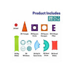 Colorful magnetic tiles and marble run building set for kids.