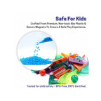 Colorful magnetic tiles and marble run building set for kids.