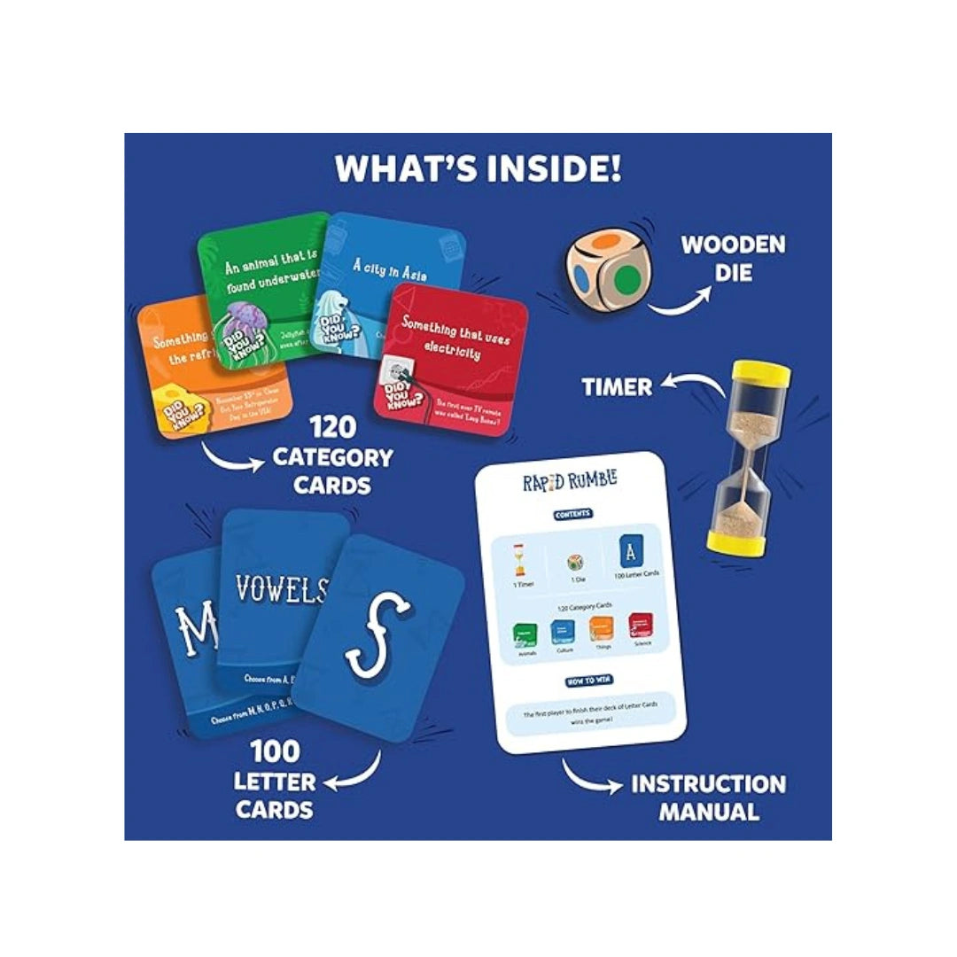 Skillmatics Rapid Rumble Fast Paced Board Game for Kids,Teens & Adults,Educational Toy,Quick-Thinking Card Game (6 Years+)