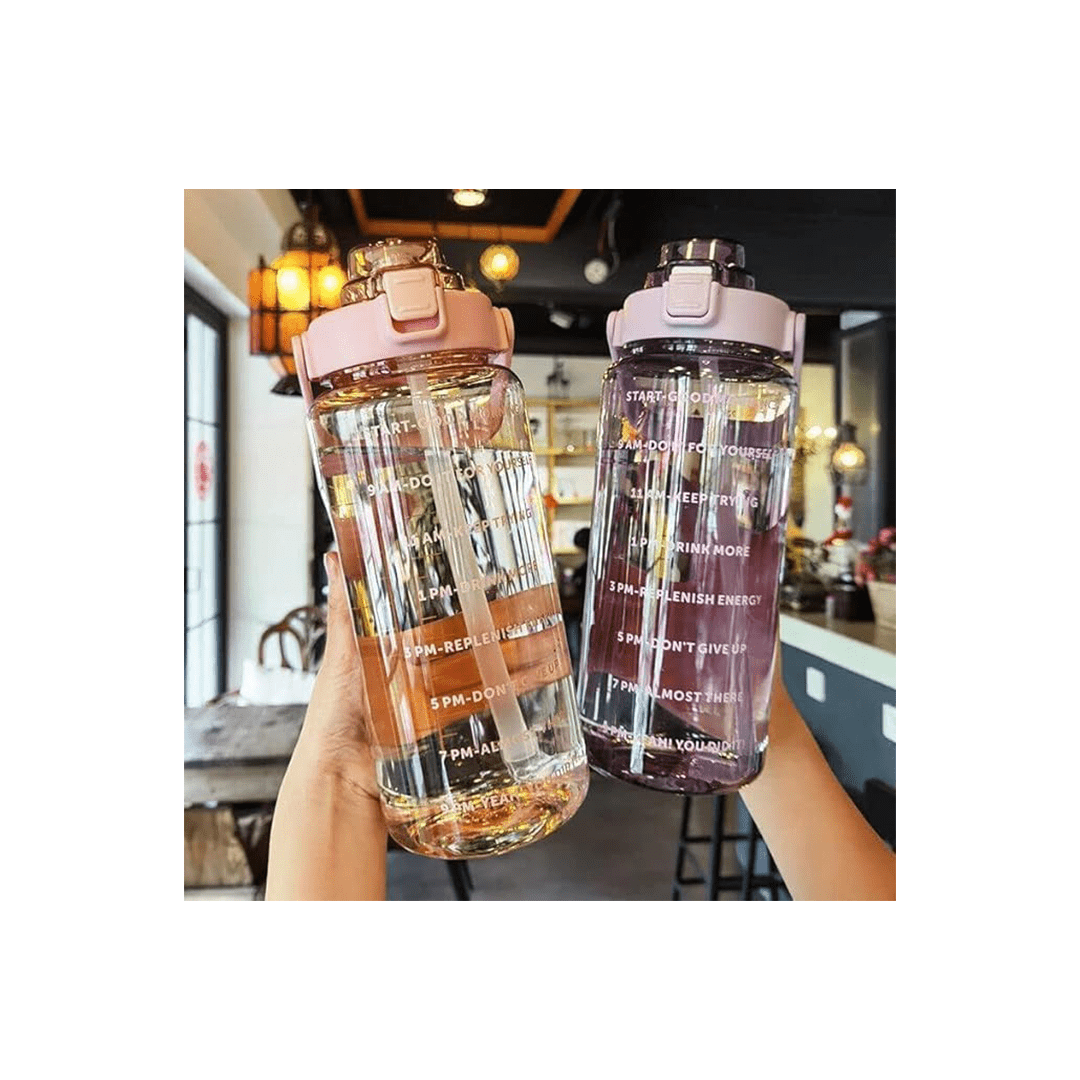 Mitsico Other Gears Mitsico 2 L Capacity Belt Straw Transparent Motivational Water Bottles For Kids (4 Years+)