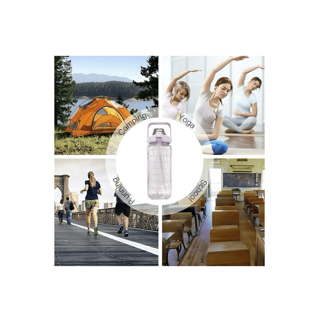 Mitsico Other Gears Mitsico 2 L Capacity Belt Straw Transparent Motivational Water Bottles For Kids (4 Years+)