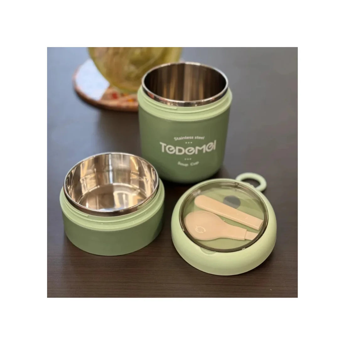 Stainless Steel Double Decker Food Jar - Insulated Leakproof Lunch Container