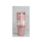 Floral Insulated Tumbler with Handle & Straw - Large Capacity, Leakproof