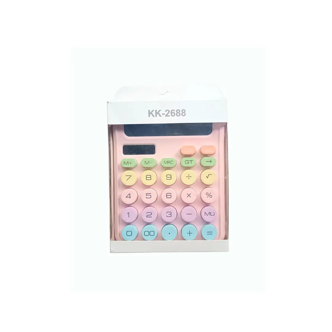 Cute Pastel Calculator - Large Display, Soft-Touch Buttons, Pink Desk Design