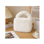 Fluffy Faux Fur Mini Tote Bag for Women & Girls - Soft Bucket Style