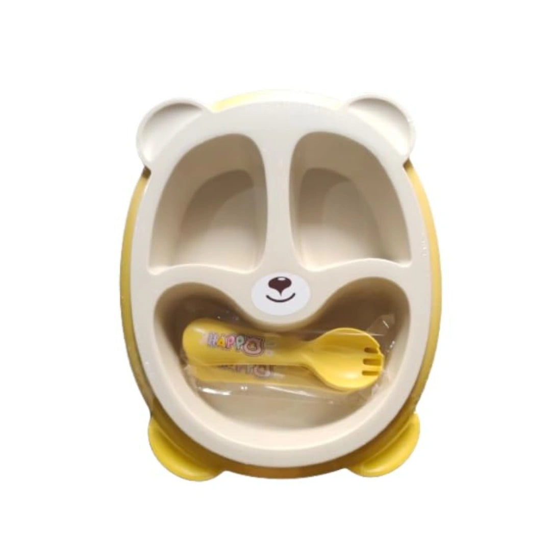Happo Bear Kids Feeding Set - BPA-Free Divided Plate, Cup, Bowl & Cutlery