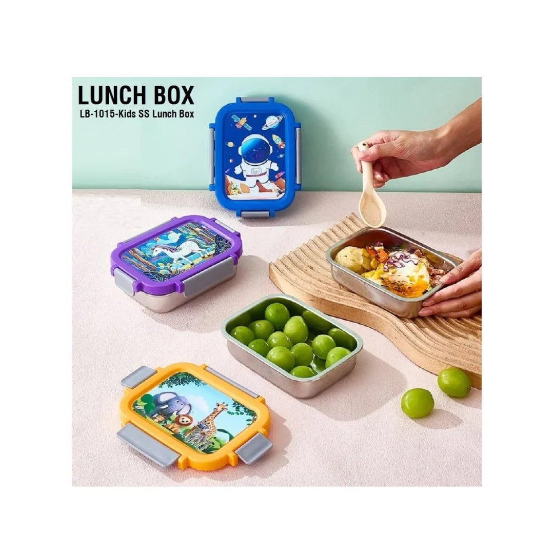 Kids Stainless Steel Cartoon Lunch Box with Spoon - Safe & Durable