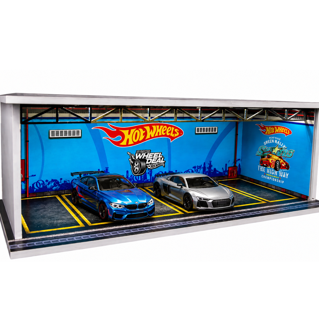 Racing Theme Parking Garage Diorama Display Box for Model Cars