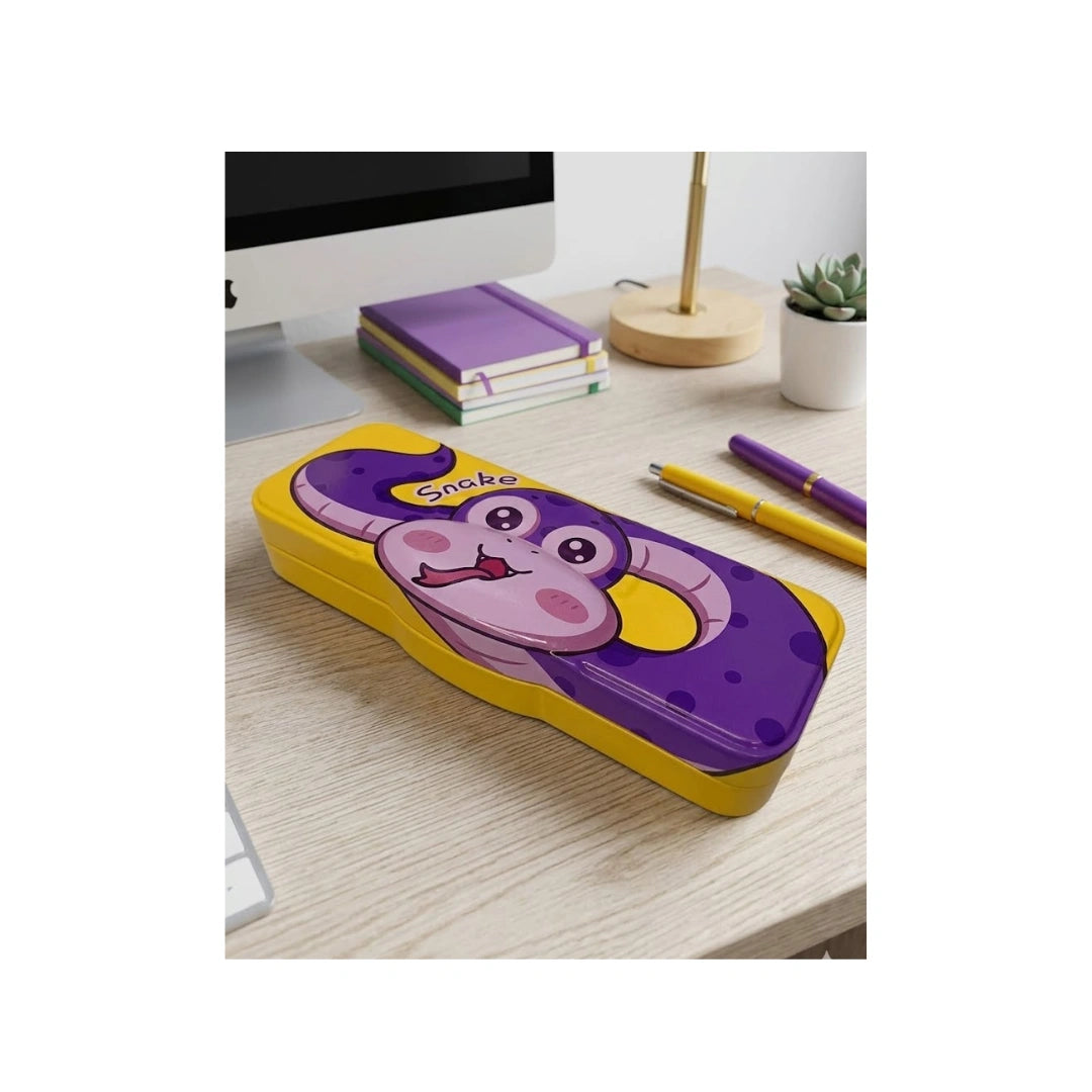 Snake Cartoon Pencil Box - Hardtop Case with Spacious Storage, Lightweight