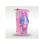 Bunny Pop-Up Pencil Case - Stand & Slide Pink Stationery Box with Rabbit Design