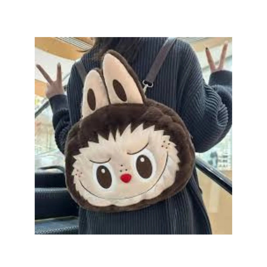 Labubu Big Head Plush Backpack - Cartoon School Bag for Kids
