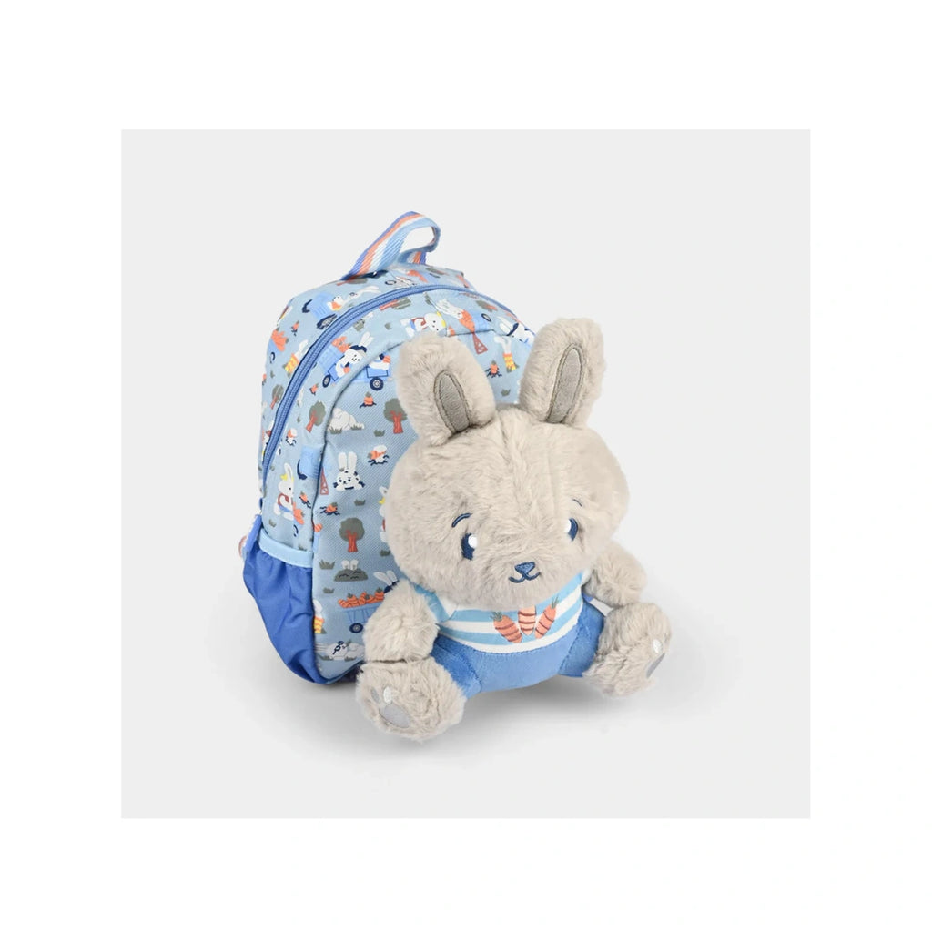 Smiggle Teeny Tiny Backpack with Plush Toy - Mini Kids School Bag, Blue
