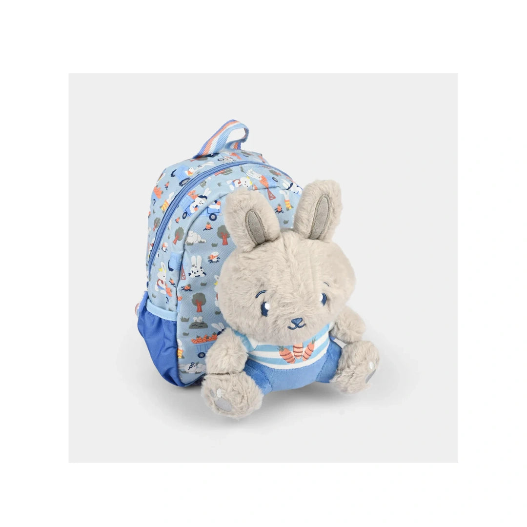 Smiggle Teeny Tiny Backpack with Plush Toy - Mini Kids School Bag, Blue